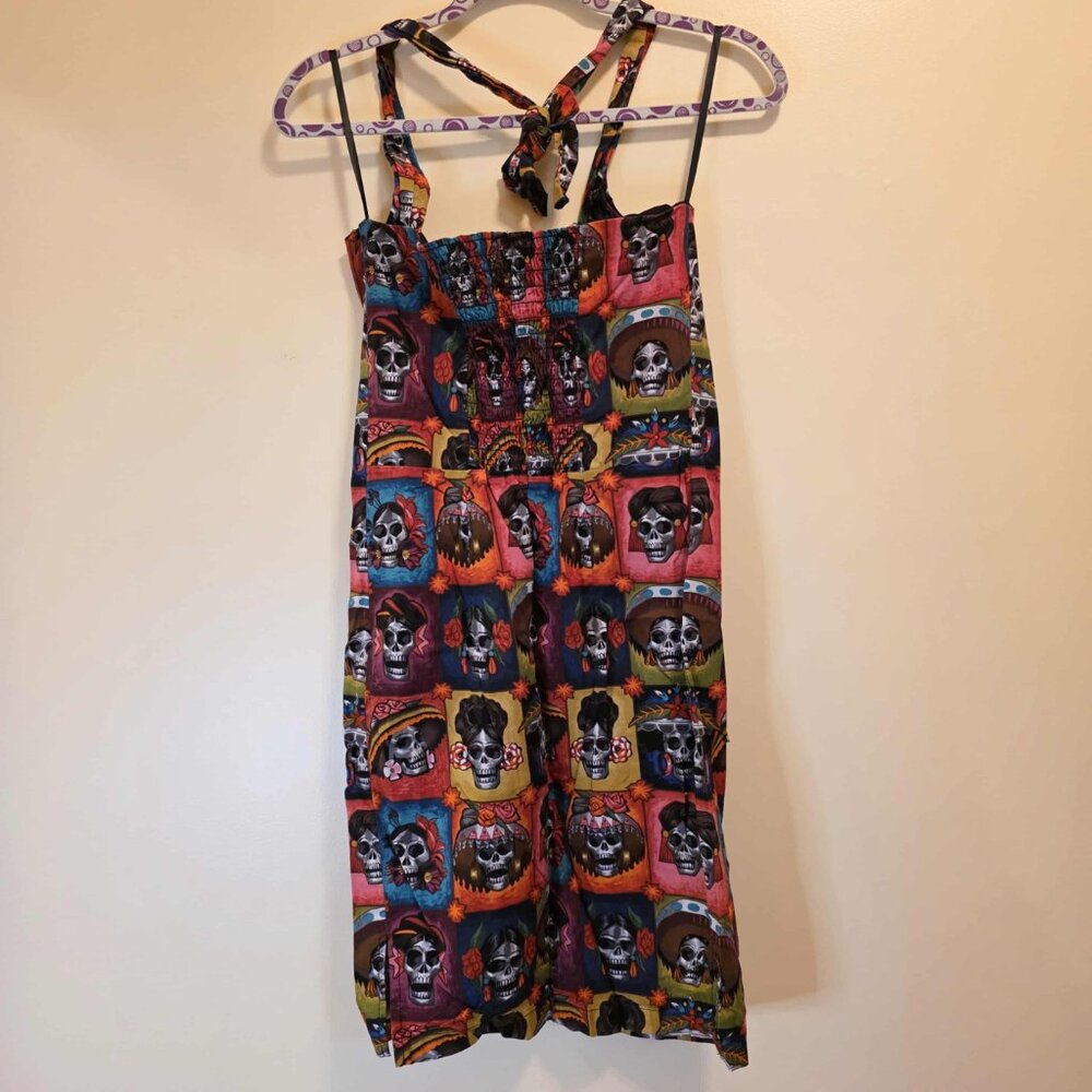 British Retro Skull Wiggle Halter Dress 14 - Picture 4 of 6